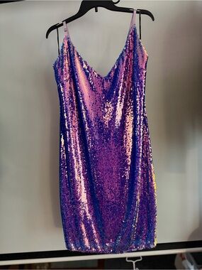 Forever 21 Iridescent Purple-Pink Sequin Mini Slip Dress